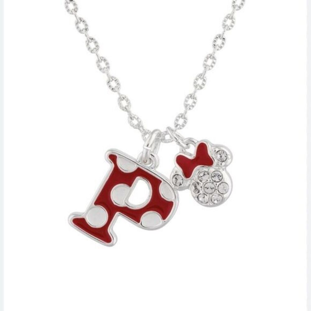 Disney Minnie‎ Mouse Enamel Initial "P" Necklace polka dots